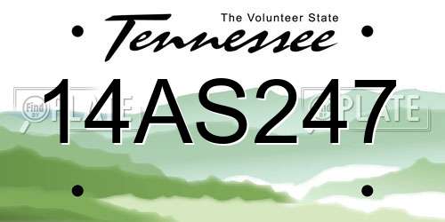 14AS247 Tennessee License Plate