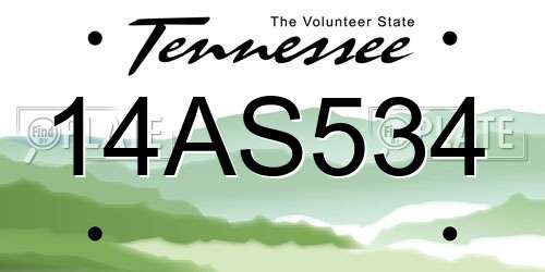 14AS534 Tennessee License Plate