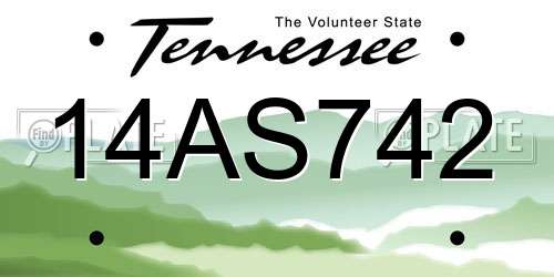 14AS742 Tennessee License Plate
