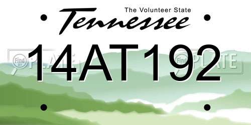 14AT192 Tennessee License Plate