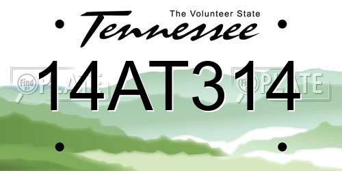 14AT314 Tennessee License Plate
