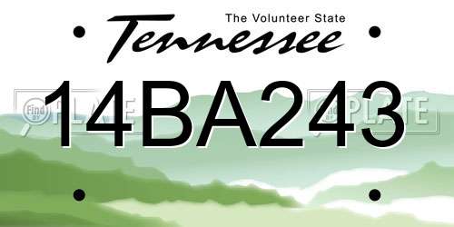 14BA243 Tennessee License Plate