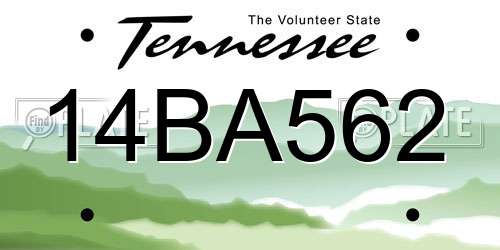 14BA562 Tennessee License Plate