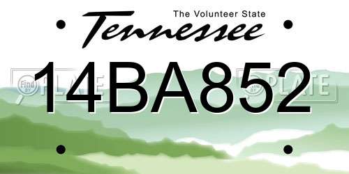 14BA852 Tennessee License Plate