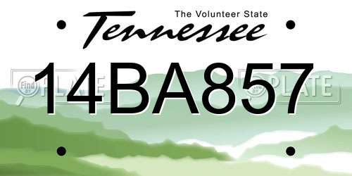 14BA857 Tennessee License Plate