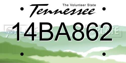 14BA862 Tennessee License Plate