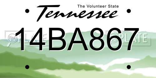 14BA867 Tennessee License Plate