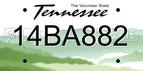 14BA882 Tennessee License Plate