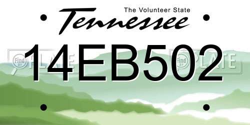 14EB502 Tennessee License Plate