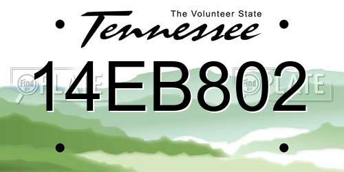 14EB802 Tennessee License Plate