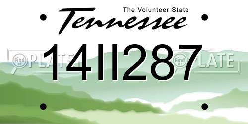 14II287 Tennessee License Plate