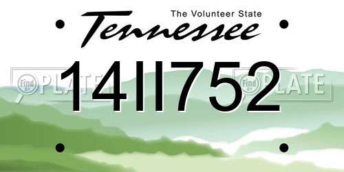 14II752 Tennessee License Plate