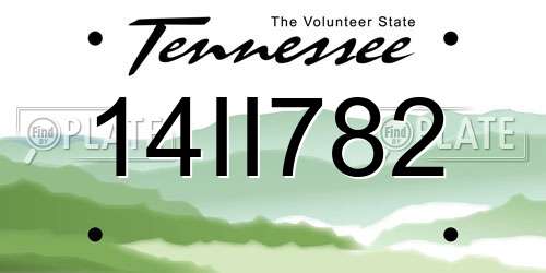 14II782 Tennessee License Plate