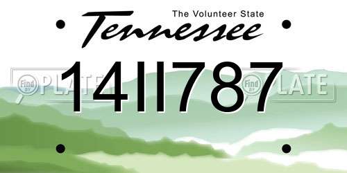 14II787 Tennessee License Plate