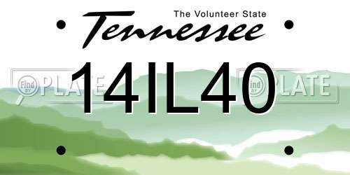 14IL40 Tennessee License Plate