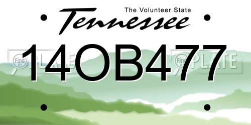 14OB477 Tennessee License Plate