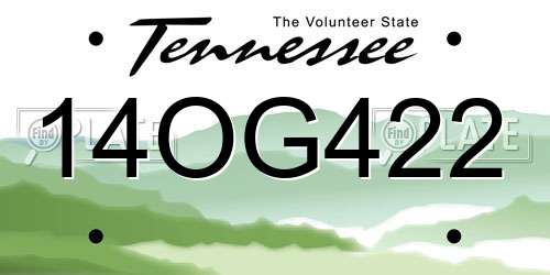14OG422 Tennessee License Plate