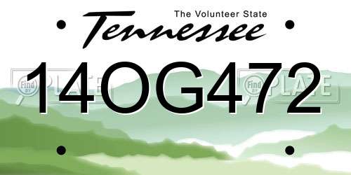 14OG472 Tennessee License Plate