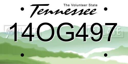 14OG497 Tennessee License Plate