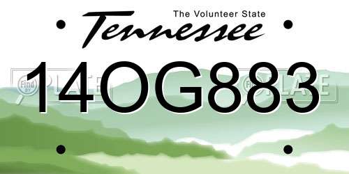 14OG883 Tennessee License Plate