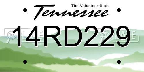 14RD229 Tennessee License Plate