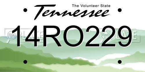 14RO229 Tennessee License Plate