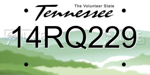 14RQ229 Tennessee License Plate