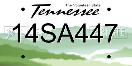 14SA447 Tennessee License Plate