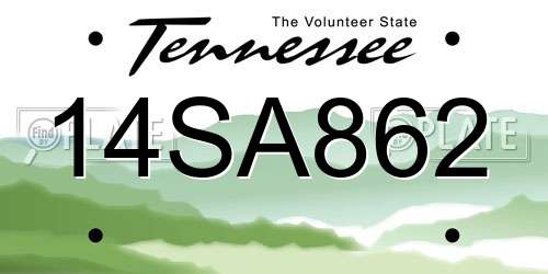 14SA862 Tennessee License Plate