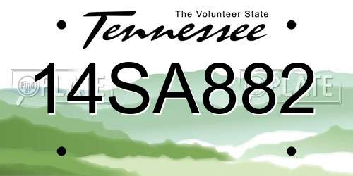 14SA882 Tennessee License Plate