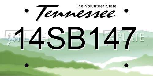 14SB147 Tennessee License Plate