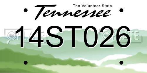 14ST026 Tennessee License Plate