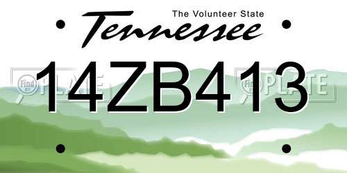 14ZB413 Tennessee License Plate