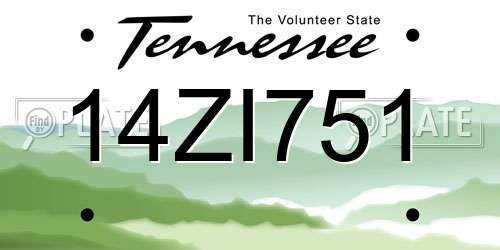 14ZI751 Tennessee License Plate