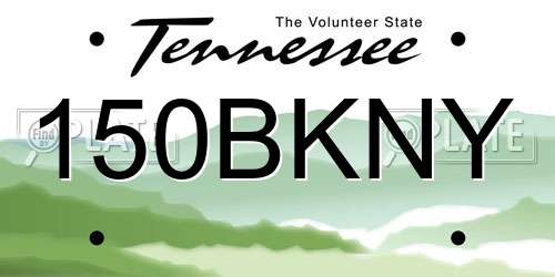 150BKNY Tennessee License Plate