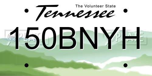 150BNYH Tennessee License Plate