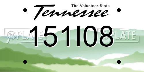 151I08 Tennessee License Plate