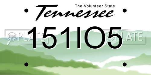 151IO5 Tennessee License Plate