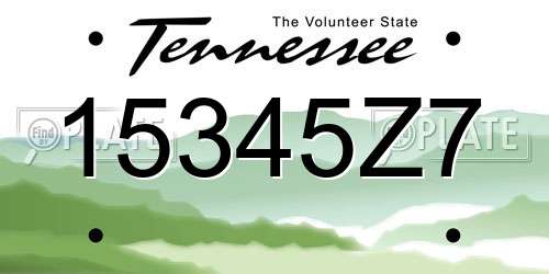 15345Z7 Tennessee License Plate