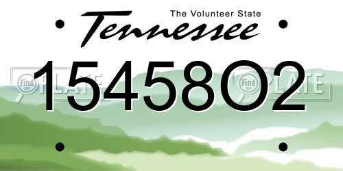 15458O2 Tennessee License Plate
