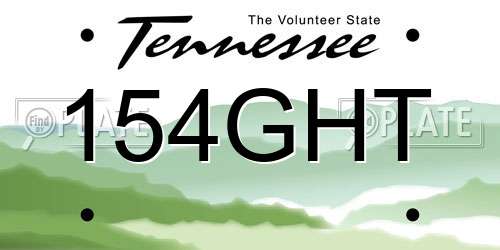 154GHT Tennessee License Plate