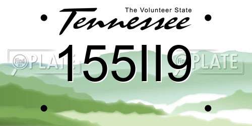 155II9 Tennessee License Plate