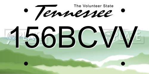 156BCVV Tennessee License Plate
