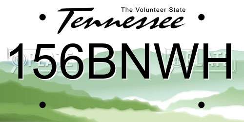 156BNWH Tennessee License Plate