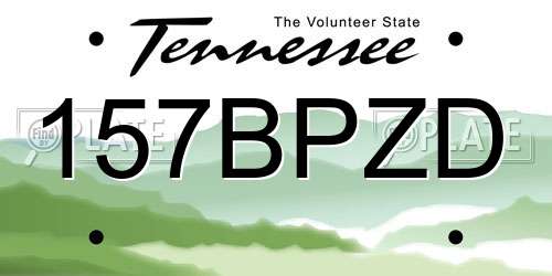 157BPZD Tennessee License Plate