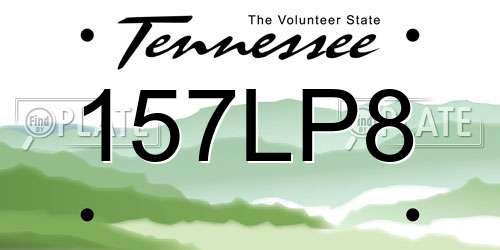 157LP8 Tennessee License Plate