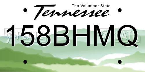 158BHMQ Tennessee License Plate
