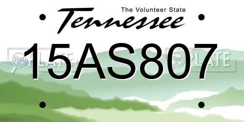 15AS807 Tennessee License Plate