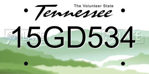 15GD534 Tennessee License Plate