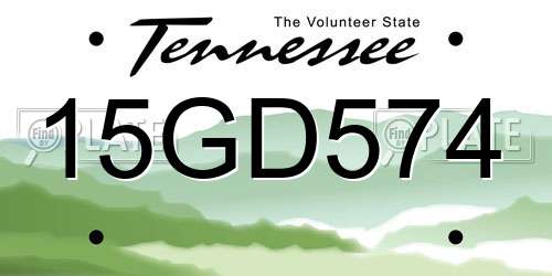 15GD574 Tennessee License Plate